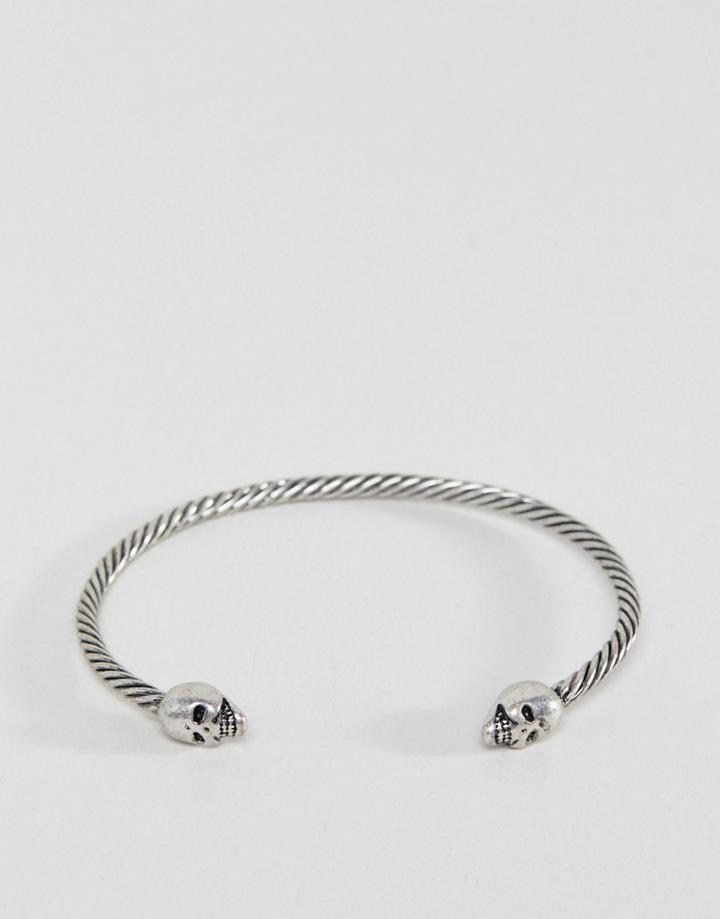 Icon Brand Twisted Skull Cuff Bracelet In Burnished Silver - Silver