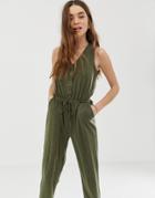 Gilli Button Front Jumpsuit-green