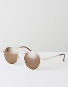 Asos Small 90s Metal Round Sunglasses - Gold