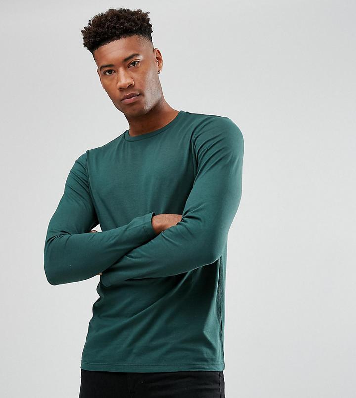 Asos Tall Long Sleeve Crew Neck T-shirt - Green