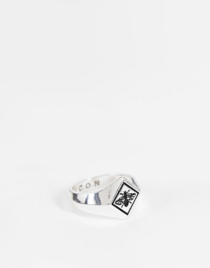 Icon Brand Bee Signet Ring In Silver