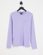 French Connection Long Sleeve Top With Pocket In Lilac-purple