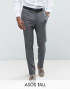 Asos Tall Wedding Skinny Suit Pant In Slate Gray Woven Texture - Gray