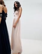 Tfnc Sleeveless Maxi Bridesmaid Dress With Pleated Skirt - Pink
