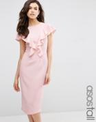 Asos Tall Ruffle Front Wiggle Dress - Blush