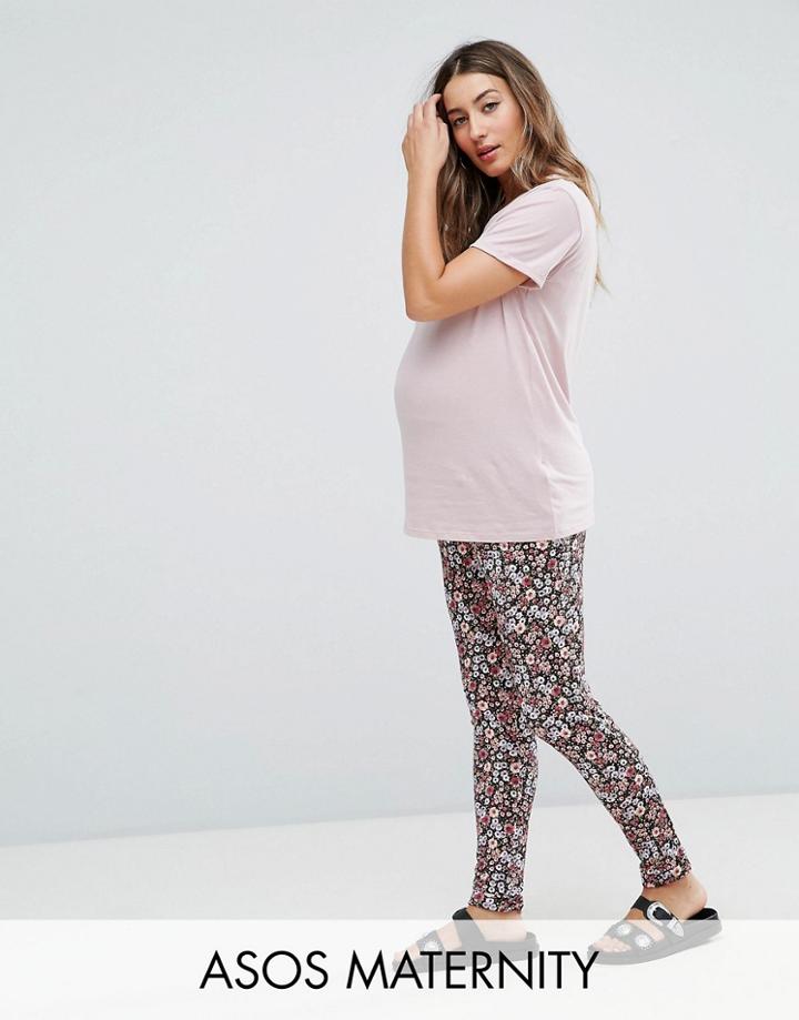 Asos Maternity Jersey Peg Pant In Ditsy Print - Multi