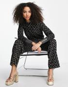 Only Glitter Chevron Knitted Sweater In Black - Part Of A Set