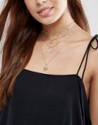 New Look Layered Charm Choker Necklace - Gold
