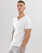 Asos Design T-shirt With Notch Neck In White