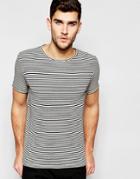 Asos Muscle T-shirt With Nibbled Ringer And Stripe