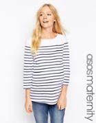 Asos Maternity Top In Cotton Breton Stripe With 3/4 Sleeve - Multi