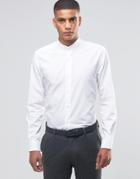 Number Eight Savile Row Skinny Grandad Shirt - White