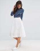 Ymc Broderie Anglais Peace Midi A Line Skirt - White