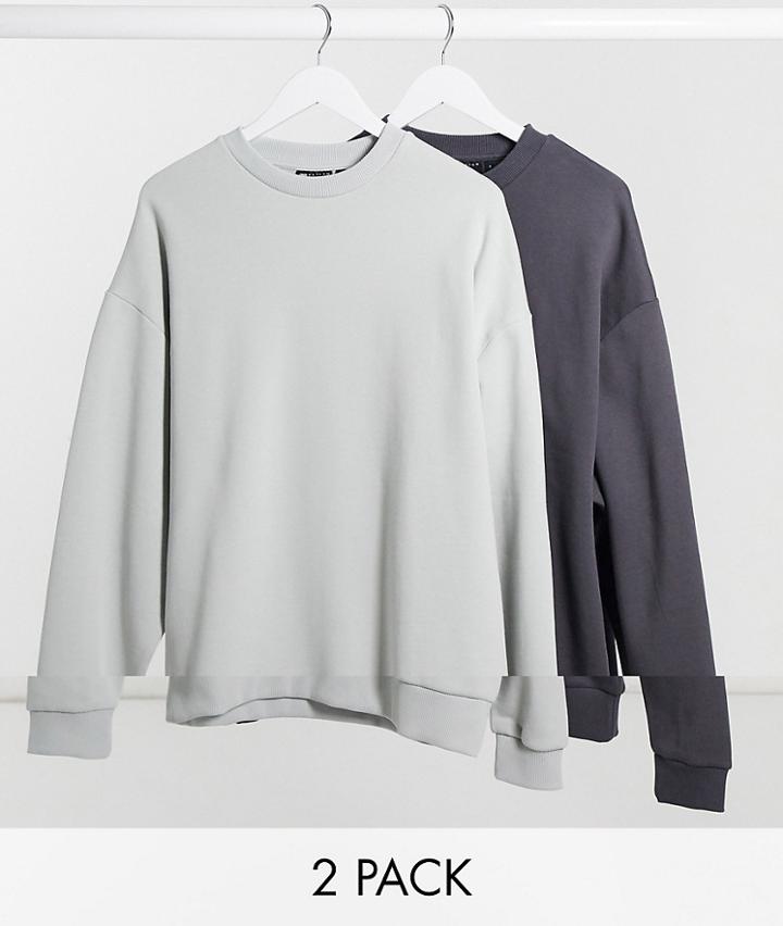 Asos Design Oversized Sweatshirt 2 Pack Gray/washed Black-multi