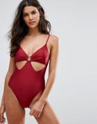 Minkpink Rosa Paneled Swimsuit - Red