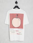 Pull & Bear Peach Back Printed T-shirt In White
