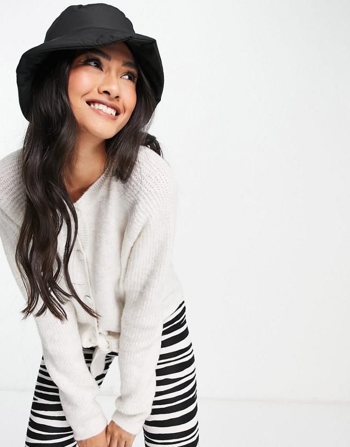 Asos Design Cardi With Tie Front Detail In Cream-white