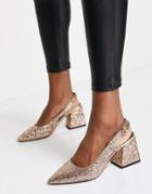 Asos Design Sydney Slingback Mid Heels In Glitter-multi