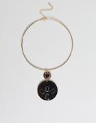 Missguided Circle Drop Necklace - Gold