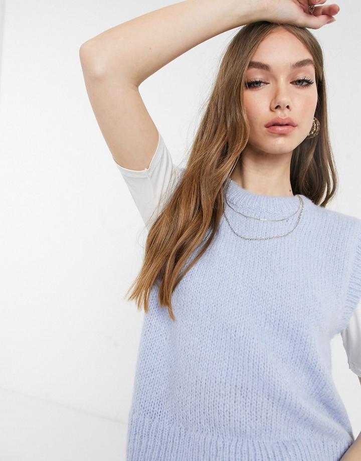 Pieces Knitted Tank In Blue-blues