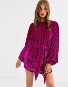 Asos Edition Oversized Blouson Sleeve Mini Dress In Sequin-pink