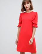 Mango Ruffle Shoulder Shirt Dress - Gray