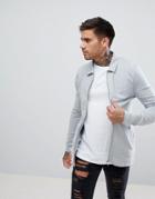 Asos Design Muscle Jersey Harrington Jacket In Light Gray - Gray