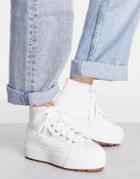 Superga 2705 Tank Hi Top Flatform Sneakers In White Canvas