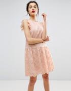 Asos Dropped Waist Lace Dress - Pink