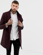 Religion Coat In Burgundy With Asymmetric Buttons In Burgundy - Red