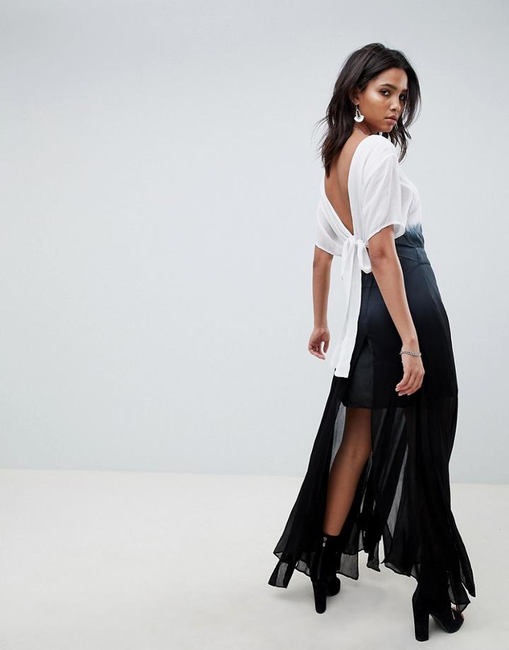 Religion Maxi Dress With Back Detail In Ombre - Pink