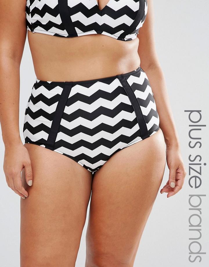 City Chic Monochrome Highwaisted Bikini Bottom - Black