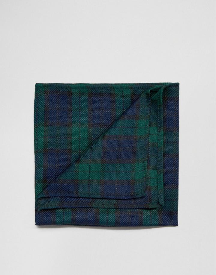 Asos Pocket Square In Plaid Check - Blue