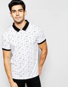 D-struct Astro Print Polo Shirt - White