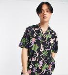 Collusion Floral Revere Shirt In Black