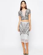Asos Night Embellished Pencil Skirt Co-ord - Silver