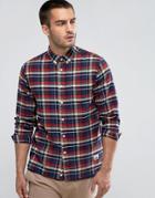 Penfield Barhead Check Shirt Buttondown Flannel Regular Fit In Red - Red