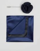 Gianni Feraud Navy Pocket Square And Pin - Navy