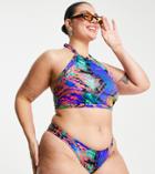 Collusion Plus Recycled High Thigh Bikini Bottoms In Tiger Print - Part Of A Set-multi