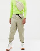 Asos Design Tapered Utility Pants In Stone-beige