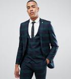 Twisted Tailor Tall Super Skinny Suit Jacket In Green Check - Green