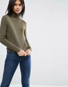 Asos Sweater With High Neck In Rib - Green