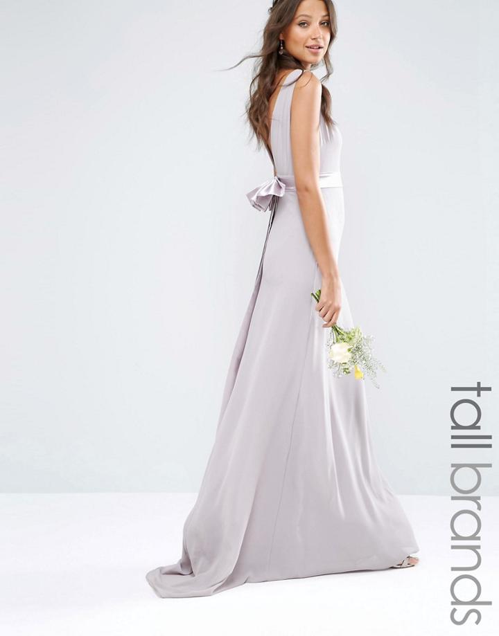 Tfnc Tall Wedding Sateen Bow Back Maxi Dress - Lavender
