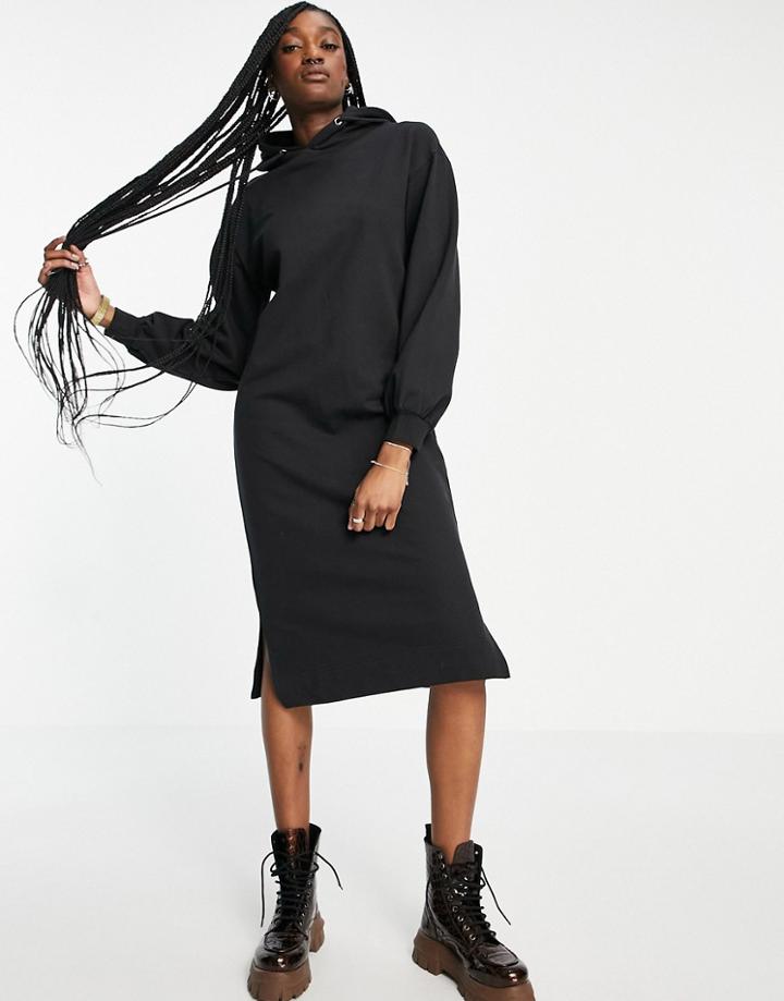 Violet Romance Midi Hoodie Dress In Black