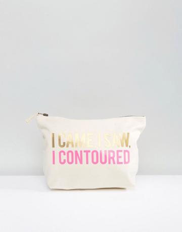 Crazy Haute 'i Came I Saw I Contoured' Slogan Makeup Bag - Cream