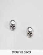 Kingsley Ryan Sterling Silver Skull Stud Earrings - Silver