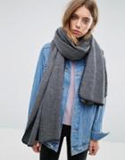 Asos Long Woven Blanket Stitch Scarf - Gray
