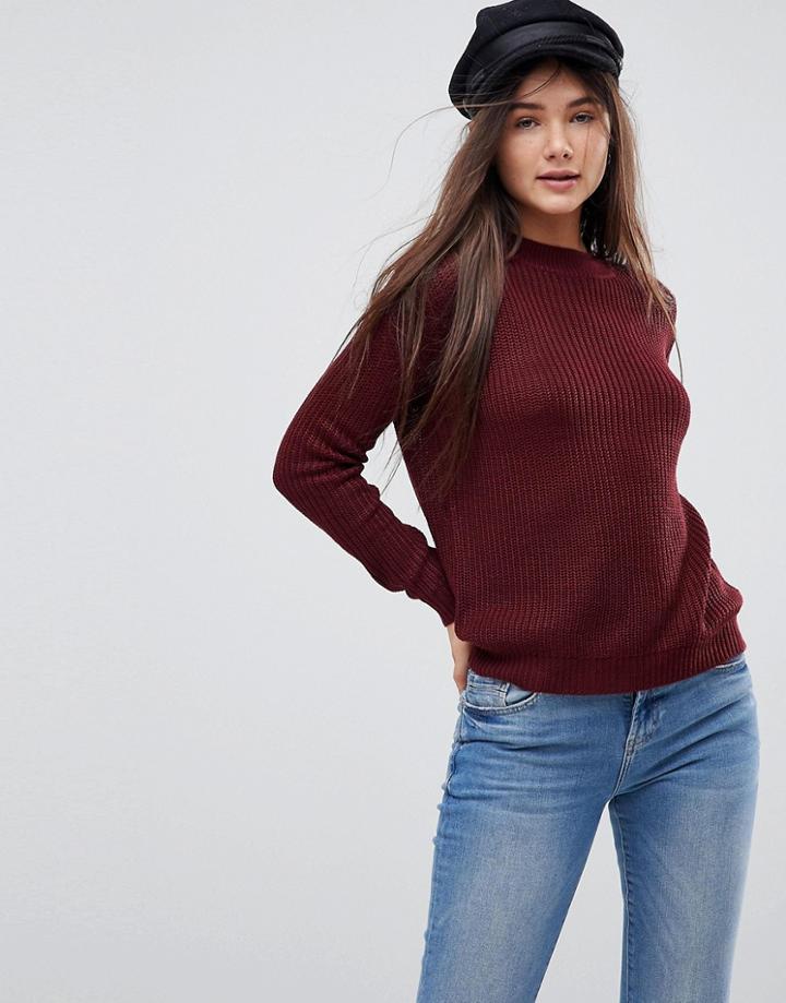 Brave Soul Lord Sweater With Cut Out Back Detail - Red