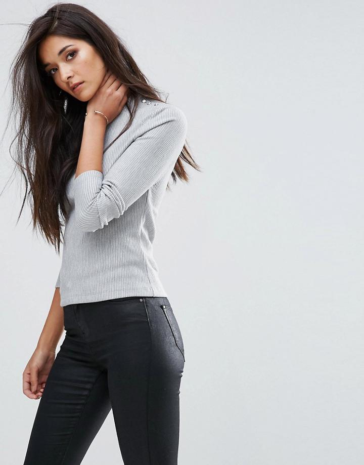 Supertrash Toebra Button Shoulder Top - Gray