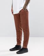 Asos Skinny Joggers With Oil Wash In Rust - Rust